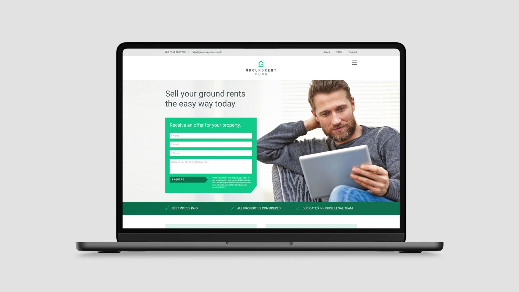 Website design and development for commercial property investment brand by Leeds agency Design Project